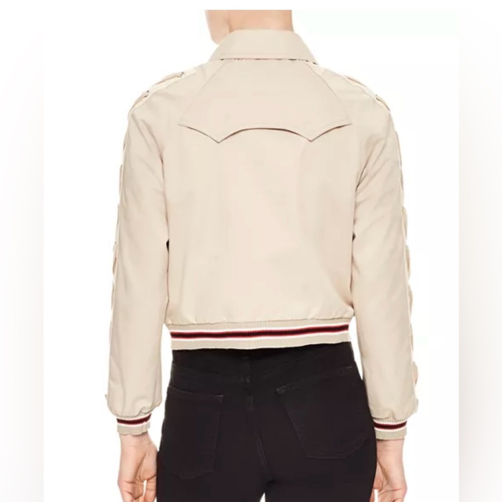 Sandro Cream Bomber Jacket with Red Accents - Picture 2 of 12